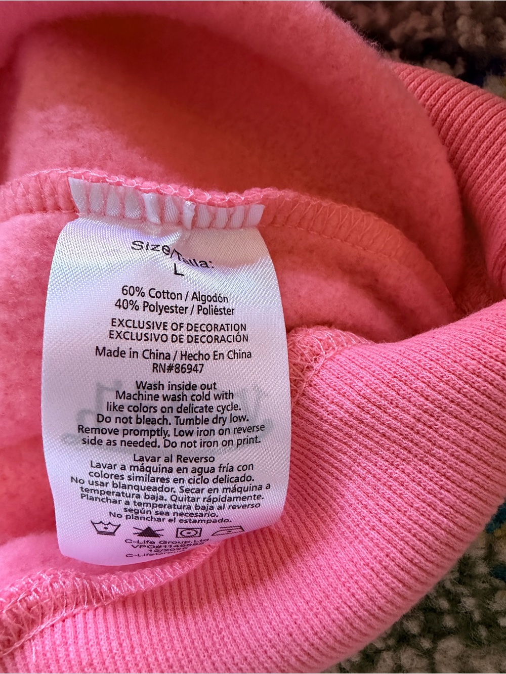 Authentic Von Dutch Peachy Pink Crewneck Sweatshirt with Blue Logo - Picture 3 of 5